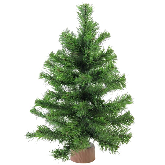 18&#x22; Unlit Mini Pine Artificial Christmas Tree in Faux Wood Base